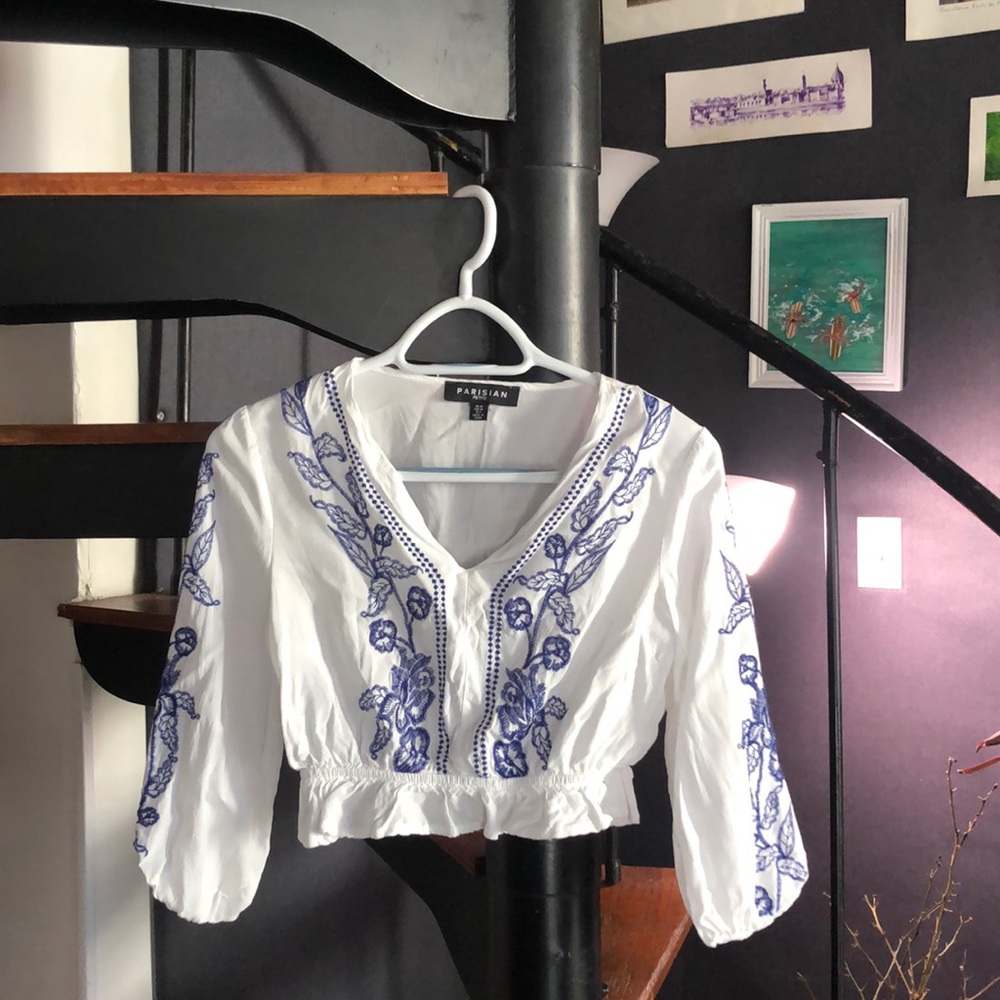 Embroidered Crop Blouse